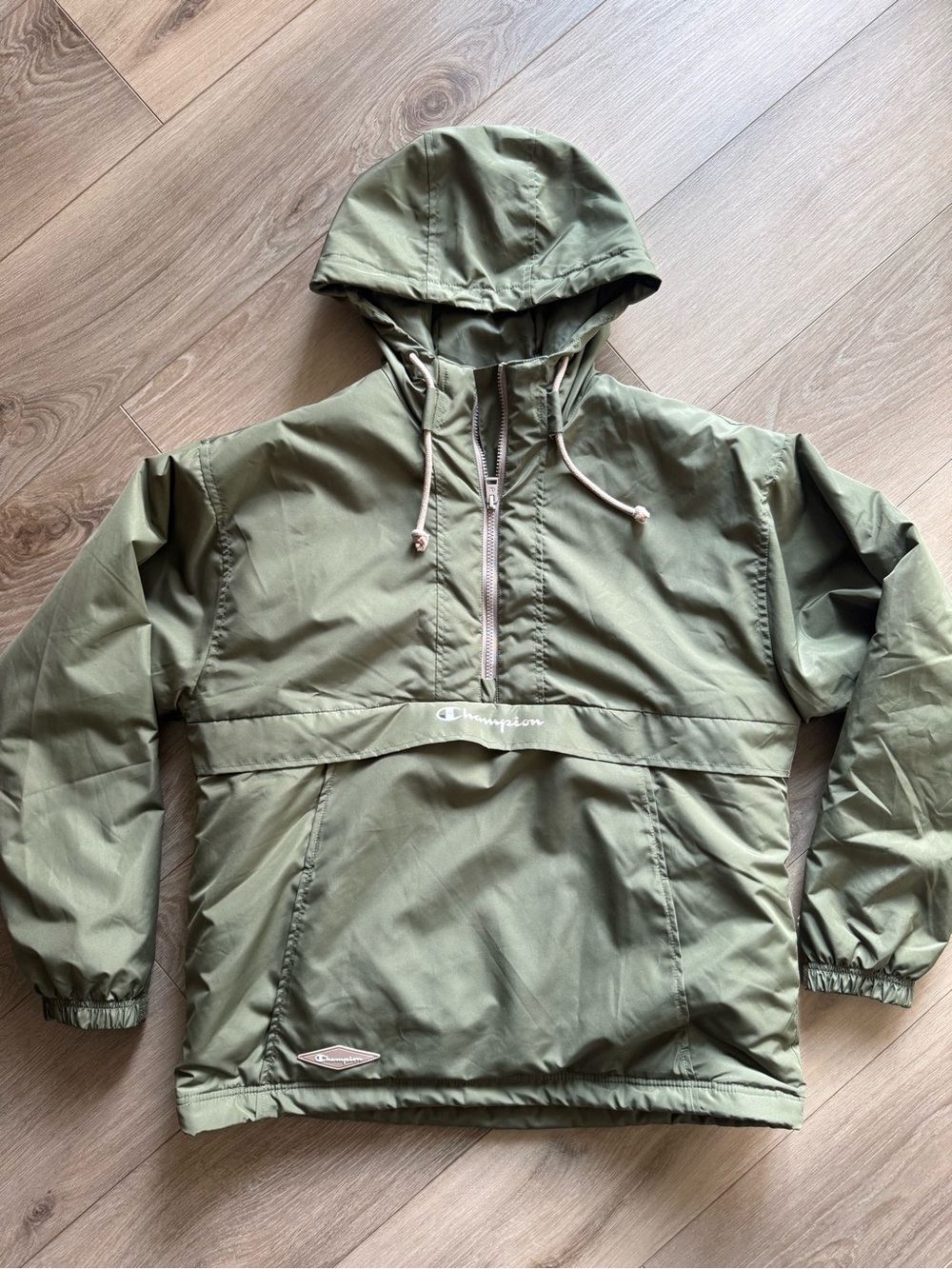 Champion Olive 1/4 Zip Insulated Windbreaker Mens Medium